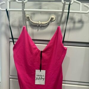 Forever 21 Fuchsia Chemise with Silver Straps